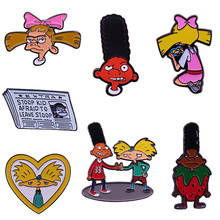 Arnold Helga Gerald Badge Funny Cartoon Enamel Pin BFF Cute Gift 2024 - buy cheap