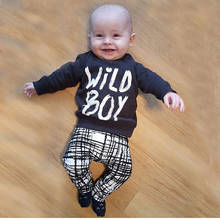 Bebê recém-nascido roupas de menino conjunto algodão manga longa carta menino selvagem camiseta e calças casuais infantil da criança outfits 2024 - compre barato