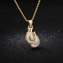 Punk Boxing Gloves Pendant Necklaces For Men Iced Out Zircon Crystal Hip Hop Necklace Gold Stainless Steel Chain Male Jewelry 2024 - buy cheap