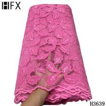 HFX-tela de encaje de tul francés, tejido bordado bonito con lentejuelas de terciopelo para vestido de boda H3639 2024 - compra barato