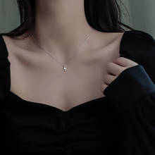 Petite 925 Sterling Silver Geometric Necklace Cute Flash Diamond Pendant Accessories Female Clavicle Chain Fashion Jewelry Gift 2024 - buy cheap