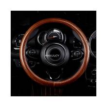 Genuine Leather Brown Retro Style Pattern Car Steering Wheel Cover Leather 38cm Fit for Mercedes Benz Porsche MINI Cooper 2024 - buy cheap