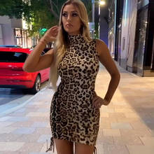 2019 Autumn Fashion Leopard Print Sexy Slim Dress Pullover Round Neck Sleeveless Casual Skinny Ladies Casual Club Party Dresses 2024 - buy cheap