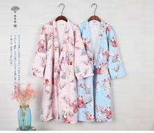 Japanese Traditional Soft Cotton Loose Woman or Man Pajamas Kimono Long Bathrobe Gown Sleepwear Vintage Ethnic Home Clothes 2024 - buy cheap