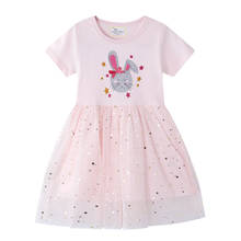 Summer Girls Dress Short Sleeve Cotton Tutu Princesss Party Dress Cartoon Rabbit Print Lace Skirt Kids Clothes 2024 - buy cheap