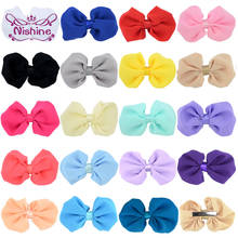 Nishine 10pcs/lot Baby Girls Bows Hair Clip Solid Color Chiffon Bowknot Hairpin Headwear  Kids Accessories Birthday Gift 2024 - buy cheap