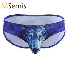 Swimwear Mens Swimsuit Lingerie Underwear Wolf/Leopard Printing Bulge Pouch Bikini Briefs Shorts Male Panties Swimming Suit 2024 - buy cheap