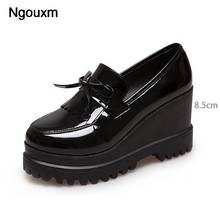 Ngouxm sapatos femininos casuais de salto, com salto plataforma, elegante, com borla, laço borboleta, super alto (8 centímetros), na moda 2024 - compre barato