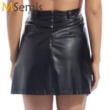 Women Fashion High Waist Pleated Skirt Ladies Autumn PU Leather A-line Skirts Elastic waistline Miniskirt Female Casual Wear 2024 - buy cheap