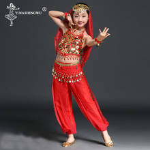 Conjunto de dança do ventre infantil, mais novo traje indiano para dança do ventre infantil oriental, 4 cores 2024 - compre barato