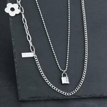 New Fashion Lock Floral Pendant Necklace Layered Statement Long Chain Punk Padlock Neckless for Women Girls Gothic Jewelry CN86 2024 - buy cheap