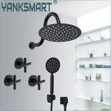 Shower Faucet Set 8 12 16 Inch Round Shower Head Waterfall Spout Black Shower Rainfall Tub Shower Faucet Bathtub Rain 2024 - buy cheap