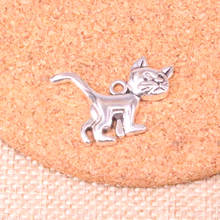 Pingente charmoso gato inteligente 50 peças, liga de zinco para colar, brinco pulseira joias diy feito à mão 30*22mm 2024 - compre barato