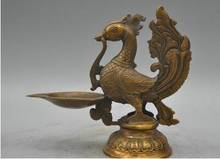 7 Bronze Animal Birds Phoenix Royal items Sculpture Statue Candlestick 2024 - buy cheap