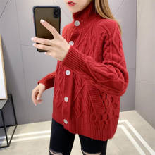 Women Twist Sweater Cardigan 2022 Autumn Winter New Femme Long-Sleeve Solid Knitwear Outerwear Female Coats Loose Tops G811 2024 - buy cheap