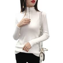 Suéter de cuello alto con cremallera para mujer, suéteres coreanos, Tops, Jersey de punto, jersey para mujer, otoño e invierno, 2019 2024 - compra barato