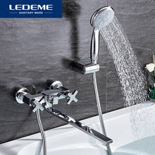 LEDEME  Bathroom Faucet Chrome Finish New Wall Mounted Waterfall Bathroom Bathtub Handheld Shower Tap Mixer Faucet L2584 2024 - купить недорого