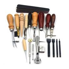 18PCS Leather Craft Tools Kit Stitching Sewing Carving Work Punch Saddle Leathercraft Accessories for DIY Hand Leather Working 2024 - buy cheap