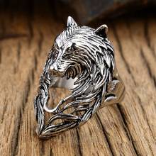Silver Men's Popular Viking Wolf Head Ring Retro Domineering Wolf Head Ring Personality Ice Sheet Wolf Punk Jewelry Male Ring 2024 - buy cheap
