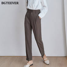 BGTEEVER Casual High Waist Buttons Harem Pants for Women Workwear Pockets Loose Female Suit Pants 2021 Spring Trousers Femme 2024 - buy cheap
