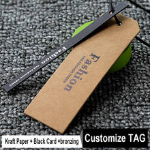 Papel kraft + cartão preto + bronzeamento + impressão de tela + complexo personalizar tag roupas femininas para crianças camisas de vestido etiquetas 2024 - compre barato