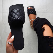 Sandálias femininas de couro legítimo, chinelos quadrados de dedo aberto e sem cadarço, com uma alça, para o verão 2020 2024 - compre barato