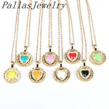 10Pcs CZ Pave Enamel Heart on Round Pendant, Oil Drop Round Coin Pendant  Necklaces For Women Jewelry 2024 - buy cheap