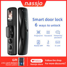 Nassjo отпечатков пальцев замок цифровой пароль дверной замок с Камера и Экран интеллигентая (ый) умный электронный замок безопасности микросхемой чипом микропроцессорные карты разблокировка 2024 - купить недорого