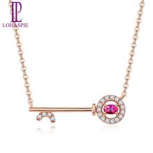 LP Solid 20.65x6.2mm 18K Rose Gold Natural Gemstone Ruby & Diamonds Key Necklace Fine Jewelry Best Birthday Gift For Women 2024 - buy cheap