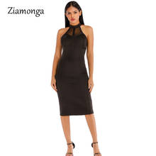 Ziamonga-vestido ceñido con hombros descubiertos para mujer, vestido negro de malla ahuecado, elegante, ajustado, Sexy, Midi, verano 2020 2024 - compra barato