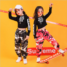 Conjuntos de roupas infantis para meninas, trajes de jazz, roupa de dança, hip hop, conjunto de calças de camuflagem para meninas, roupas de dança para performance infantil 2024 - compre barato