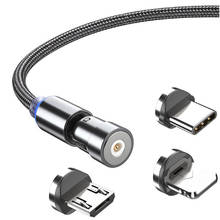 Cable magnético de carga rápida 3 en 1, giratorio 3A, 360, magnético, Micro USB, tipo C, para iPhone y Samsung 2024 - compra barato