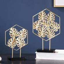 Nordic Iron Art Golden Ginkgo Monstera Leaves Home Ornament Figurines Miniatures Office Bedroom Decoration Crafts Photo Prop 2024 - buy cheap