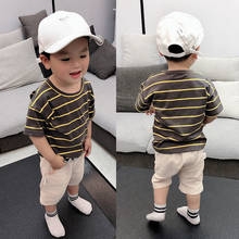 Children's Clothing 2022 Summer New Fashion Striped Boys Suit Kids Baby Short-sleeve Shorts Two-piece Baby Boy Clothes 1-5 Years 2024 - buy cheap