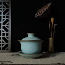 Gaiwan-Juego de taza y platillo de porcelana esmaltada, Taza de cerámica de estilo chino para té, tazas de celadones, 5oz, 150ml 2024 - compra barato