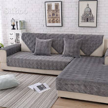 Fundas de sofá acolchadas de felpa, cubierta de sofá seccional, a cuadros, color gris y rosa, SP5623 2024 - compra barato