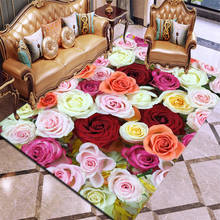 Tapete grande com estampa de flor rosa 3d, antiderrapante, para casamento, para meninas, quarto, sala de estar 2024 - compre barato