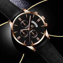 New Business Men Leather Strap Calendar Watch Mens Military Sports Casual Quartz Watch Relogio Masculino Male Wristwatch Clock 2024 - buy cheap