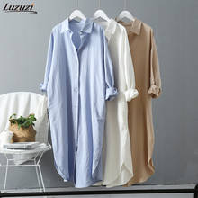 Luzuzi Long Woman Shirt Dress Cotton Korean Fashion Clothing Plus Size Shirts Dresses Spring Fall 2022 Comfortable Loose Style 2024 - buy cheap