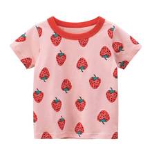 Летняя детская одежда Yocute 2021, корейская детская одежда, новинка, футболка для девочек с коротким рукавом и клубничкой, хлопковая рубашка для маленьких девочек 2024 - купить недорого