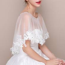 Bridal Embroidered Floral Lace Wavy Bolero Cape Rhinestone Tulle  Shawl 2024 - buy cheap