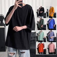 Summer Casual Oversized T Shirt Men Loose Fashion Harajuku Crew Neck Streetwear Hip Hop Plain Tops Tees 4XL 5XL 2024 - buy cheap