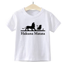 Camiseta infantil hakuna matata retrô, camiseta com estampa coreana de manga curta para meninos e meninas 2024 - compre barato