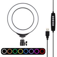 6.2 lâmpadas led rgbw com anel ajustável, 16 cm usb, luz de preenchimento para fotografia, youtube, vlogging, fotografia, vídeo 2024 - compre barato