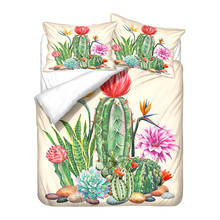 New Bedding Set 3d Cactus Printed Children Boys Duvet Cover With Pillowcases Queen King Size Bedclothes for Teens Green Bed Set 2024 - buy cheap