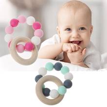 Baby Nursing Bracelets Wooden Teether Silicone Chew Beads Teething Rattles Toys Teether Montessori Bracelets 2024 - buy cheap