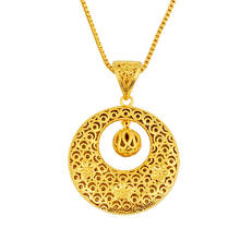 Vintage 24K Gold Color Rotating Coin Compass Pendant Choker Box Chains Boho Antique Wedding Bride Necklaces for Women Jewelry 2024 - buy cheap