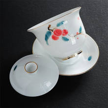 150ml Hand-painted Loquat SANCAI Enamel Gaiwan Ceramic Kung Fu Tea Cup Jingdezhen Porcelain High Quality Chinese Tea Service 2024 - buy cheap