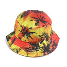 Панама с кокосовым деревом для мужчин и женщин, шляпа с цветочным принтом, для путешествий, пляжа, рыбалки, лето 2021 2024 - купить недорого
