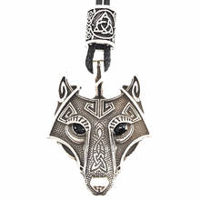 Olho de cristal preto de lobo, pingente amuleto com visir valknut trilha viking colar masculino e feminino gótico talisman 2024 - compre barato
